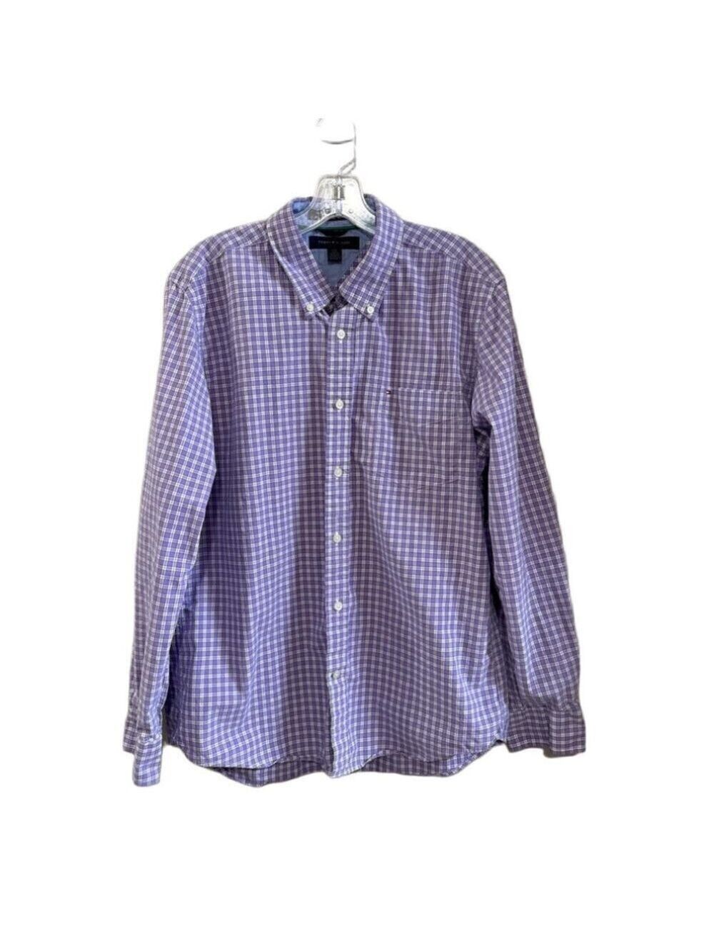 Men's Tommy Hilfiger Heritage Poplin Slim Fit Gingham L/S Shirt. Size Large